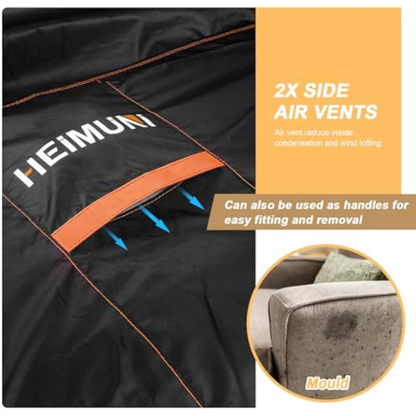 HEIMUNI Outdoor Garden Furniture Covers Waterproof, 250x160x90cm Large Garden Furniture Cover Heavy Duty 420D Oxford Fabric Rattan Sofa Covers for Outside Garden Furniture, Patio Table and Chair Set