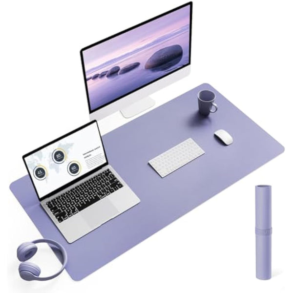 YSAGi Non-Slip Desk Pad, Waterproof PVC Leather Desk Table Protector, Ultra Thin Large Mouse Pad, Easy Clean Laptop Desk Writing Mat for Office Work/Home/Decor (90 x 43 cm, Lavender)