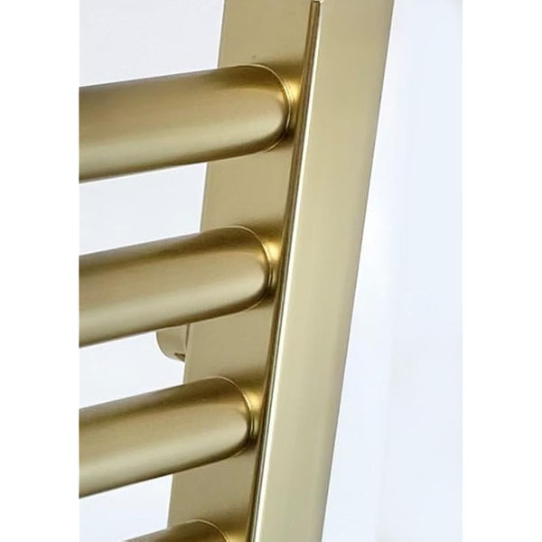 Greened House Brushed Brass Straight Heated Towel Rail 300mm W x 800mm H High Flat Central Heating Towel Radiator