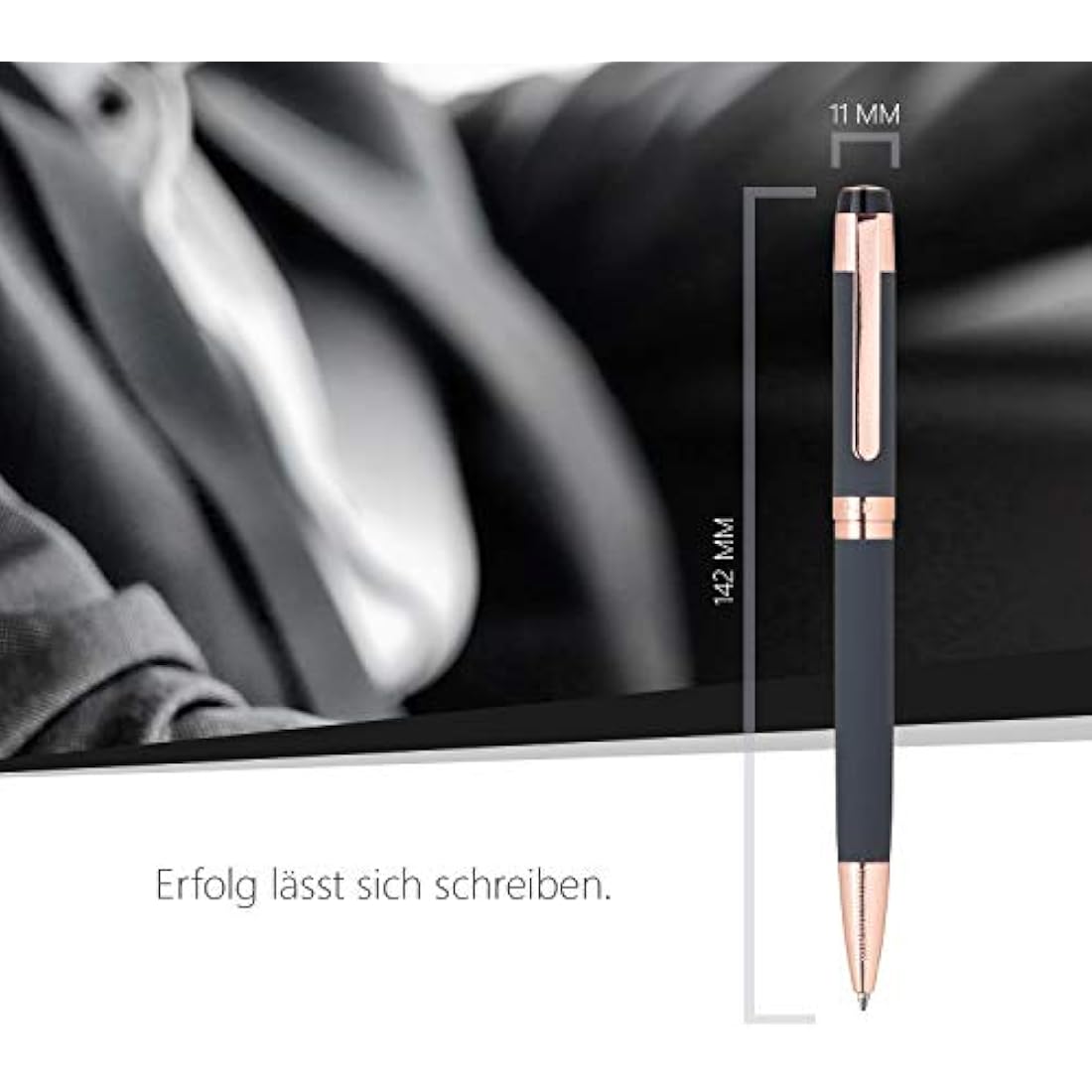 Cerruti 1881 Rollerball Pen „THAMES“ | Stainless Steel with Grey Rubberized Lacquer And Gold Plating | Black Ink | Gift Box