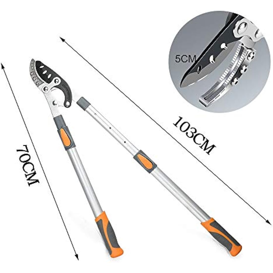 AIRAJ 70-103cm Anvil Lopper, Loppers Heavy Duty Telescopic, SK-5 Sharp Steel Blade, can Trim Tough Branches and Hedges Over 5cm,Ideal Loppers for Gardening, Light Duty Garden Loppers