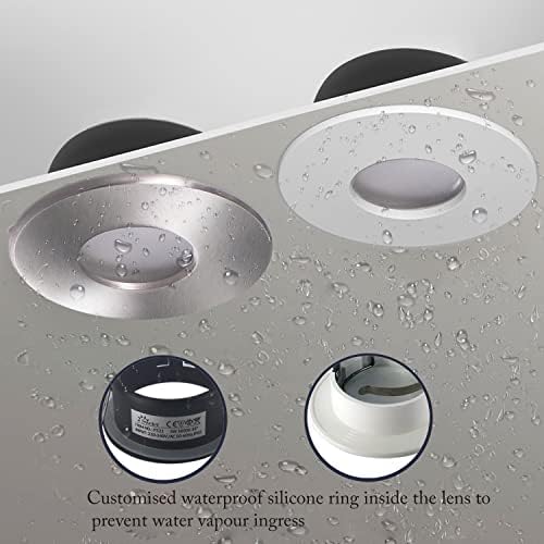 4xSweier LED IP65 Waterproof Recessed Spotlight with GU10 Base for Bathroom and Kitchen Spotlight, 5W Warm White 3000K 450LM Ceiling Downlight, Not Dimmable