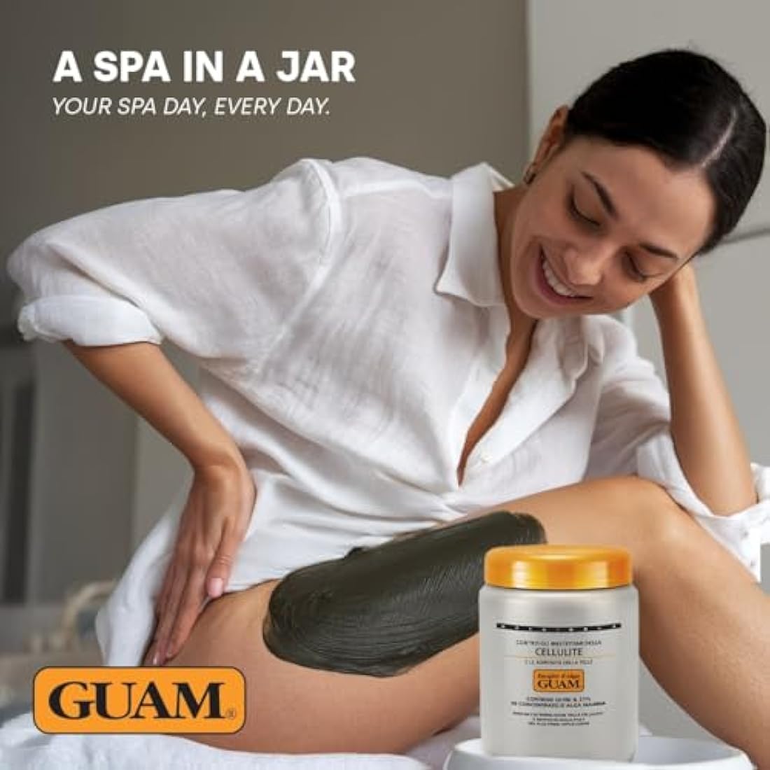 GUAM Seaweed Mud Stubborn & Deeply Rooted Anti Cellulite Treatment - 500g Antioxidant Hot Body Mask Cellulite Remover for Legs & Thighs - Skin Firming Cream to Reduce Imperfections & Boost Circulation