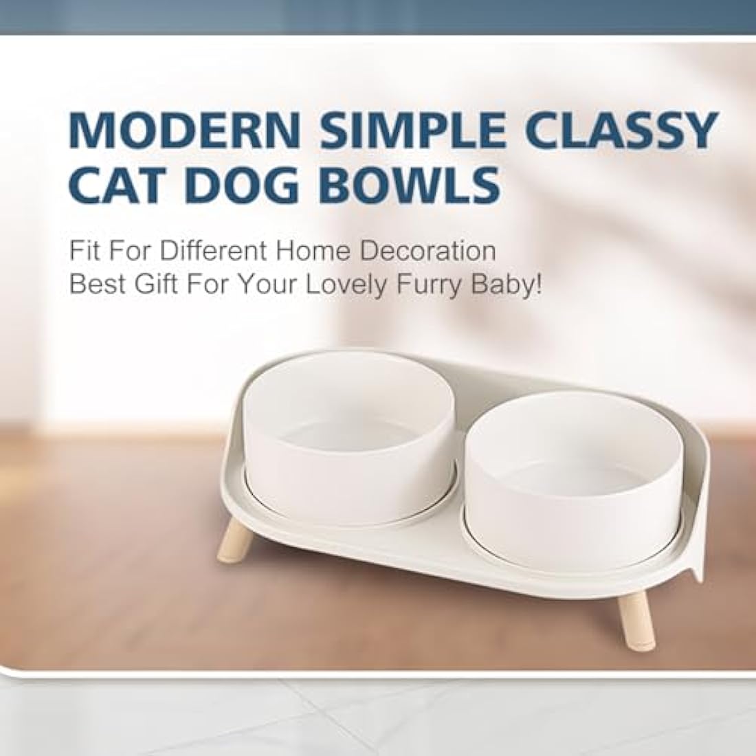 Elevated Dog Food Water Bowl - Raised Dog Bowls with Stand Non Skid - Double Dog Feeding Bowl Set with Splash Proof Guard - Ceramic Pet Dish for Small to Medium Dogs and Large Cats - 28.74 oz - 850 ml