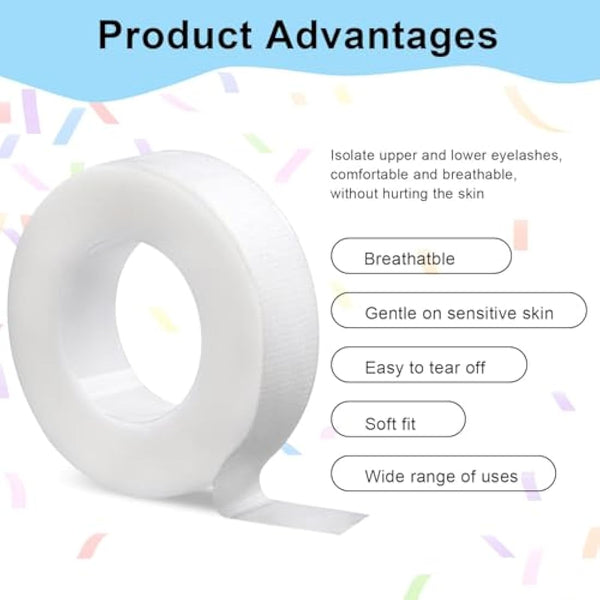 fenshine Lash Tape,8 Rolls PE Micropore Medical Tape for Eyelash Extension, Fabric Tape For False Eyelash Patch Makeup Tool (0.5inch x 10 Yards)