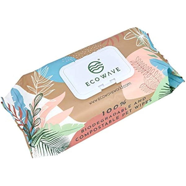 Eco Wave Hypoallergenic Plant-Based Pet Wipes, Dog and Cat Grooming Wipes for Face, Ears, Body, Butt, and Paws, Fragrance Free, Compostable, 400 Count