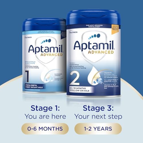 Aptamil Advanced 1 First Infant Baby Milk Powder Formula, from Birth, 800g (Pack of 4)