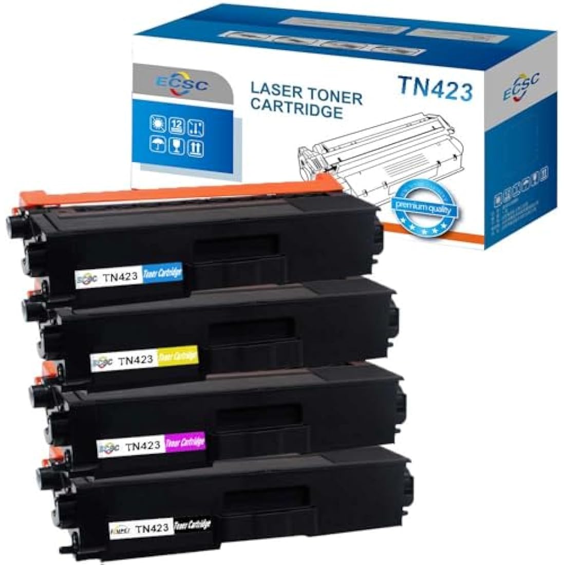 ECSC Compatible Toner Cartridge Replacement for Brother DCP-L8410CDW HL-L8260CDW HL-L8360CDW MFC-L8690CDW MFC-L8900CDW TN423B TN423C TN423M TN423Y (Black/Cyan/Magenta/Yellow, 4-Pack)