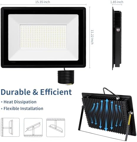 Ankishi 200W LED Floodlight, IP66 Waterproof Security Lights, Super Bright Lights LED 20000LM Outdoor Light, 6500K Daylight White Wall Light for Garden, Patio, Backyard, Front Yard, Garage