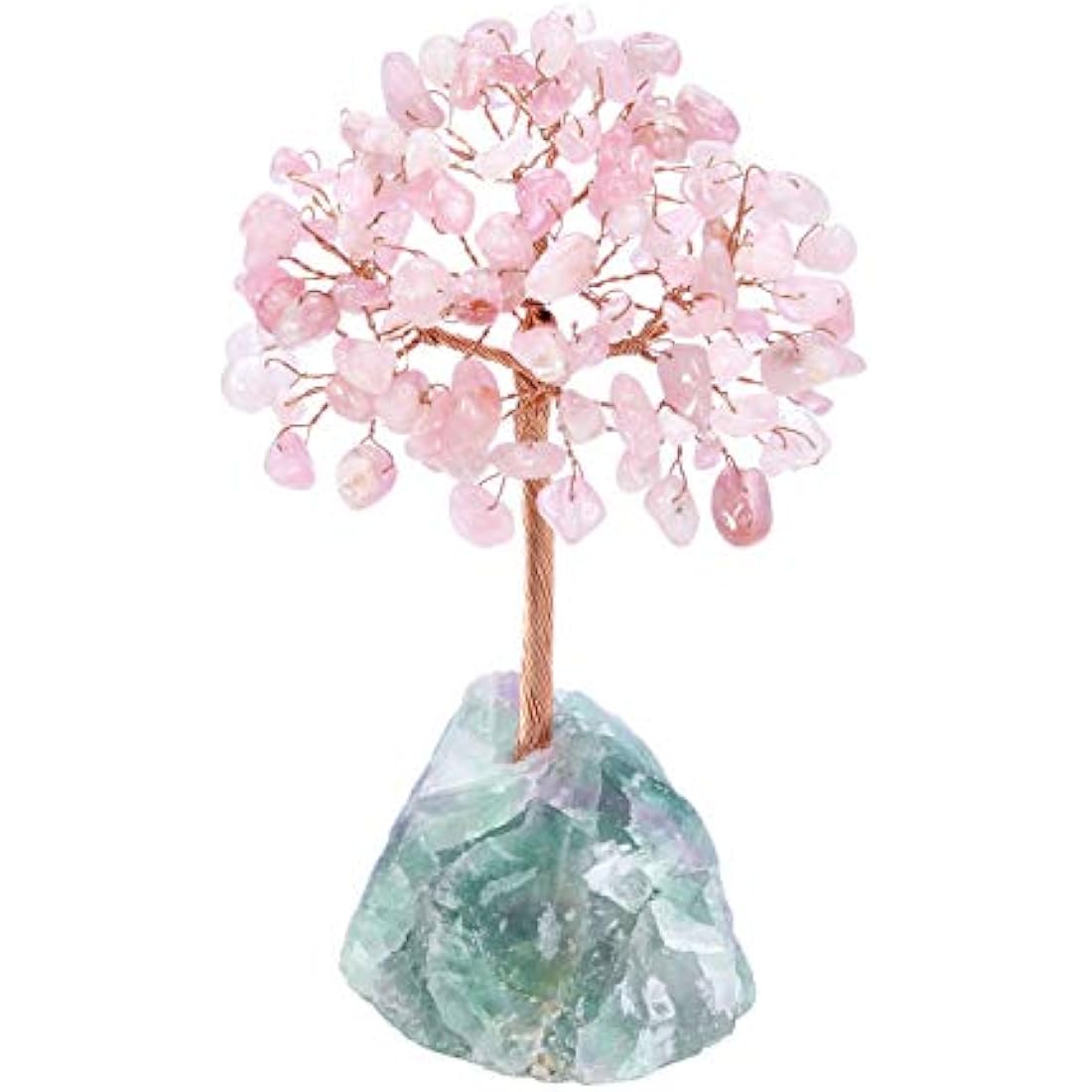 JSDDE Rose Quartz Crystal Healing Crystals Gemstones Feng Shui Money Tree of Life Figurines