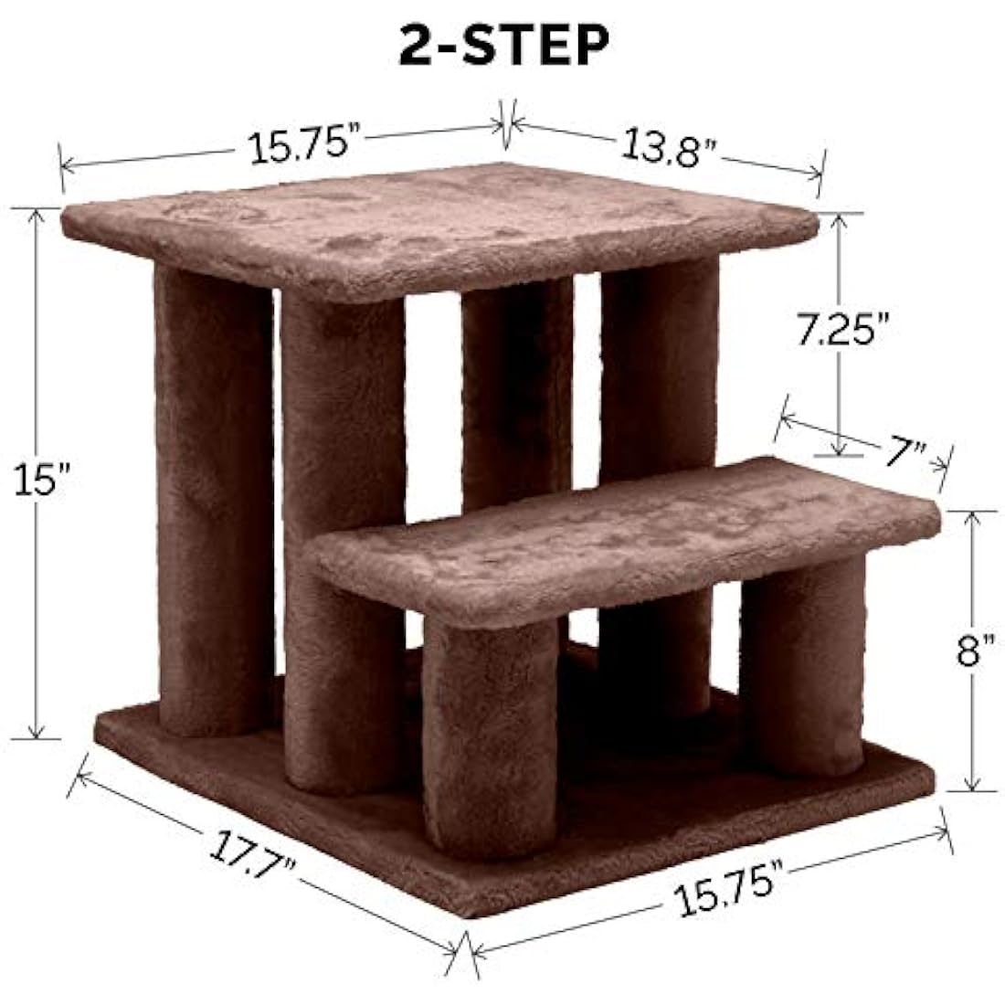 Furhaven Steady Paws Multi-Step Pet Stairs for High Beds & Sofas - Brown, 3-Step