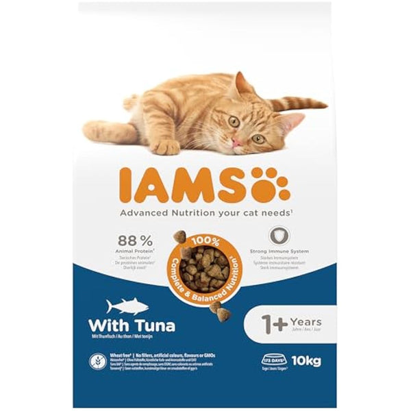 IAMS Adult Complete Dry Cat Food Tuna 10kg - Supports Strong Immune System