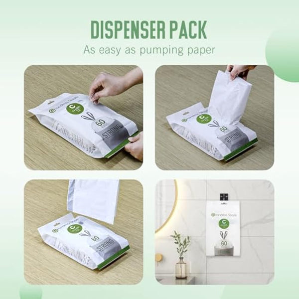 GRANDMA SHARK 10L - 15L Bin Bags Liners Drawstring Trash Bag, Handle Waste Bags, 60 Garbage Bag, Super Strong, Anti-drip Unscented, 47 × 54 cm