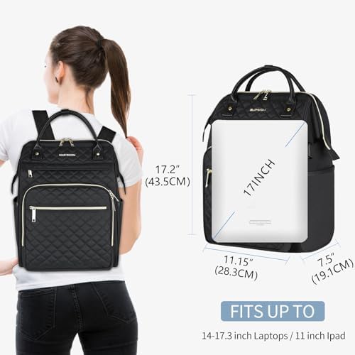 EMPSIGN Laptop Backpack Women 17 Inch, Large Laptop Rucksack Wide Open, College School Backpack with USB Charging Port, Water Repellent Travel Business Work Bag Computer Bookbag for Men