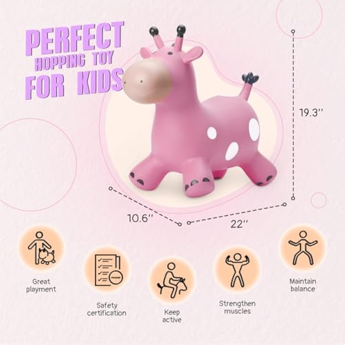 Animal Hopper for Kids, Toddler Ride-on Giraffe, Bouncy Horse Hopper, Jumping Horse, Hopping Toys Gift for Boys Girls,Inflatable Hopper Bouncy