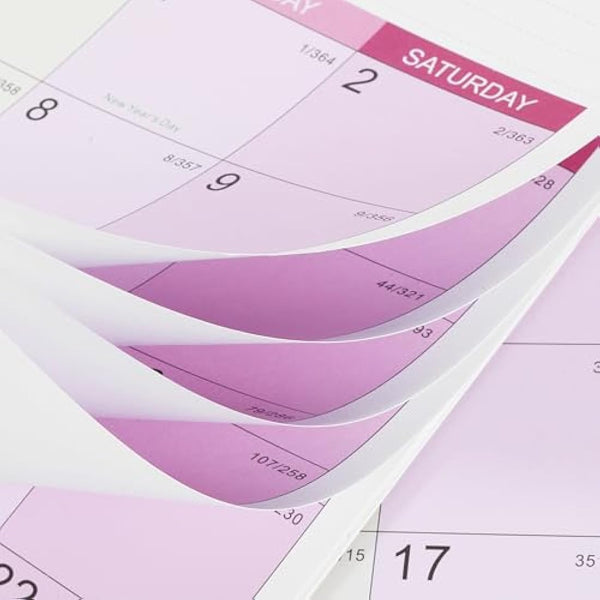 2025-2026 Calendar - Wall Calendar 2025-2026, 18 Month Calendar from Jul.25 - Dec. 26, 37 x 29 cm, Double Binding Hook, Large Mixed Color Right Angle Block