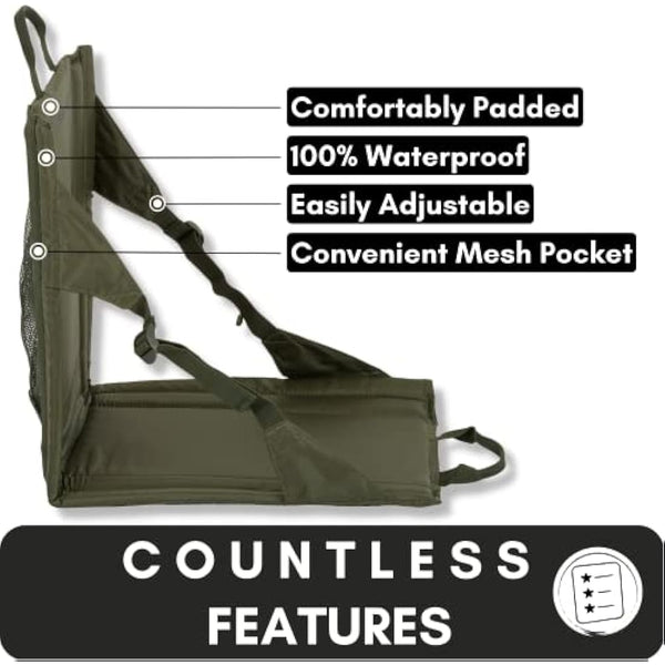 Highlander Outdoor Sit Mat - Portable Seat - Lightweight with Back Support and Pocket - Perfect as a Picnic Chair, Stadium Seat, Beach Chair, or Festival Chair