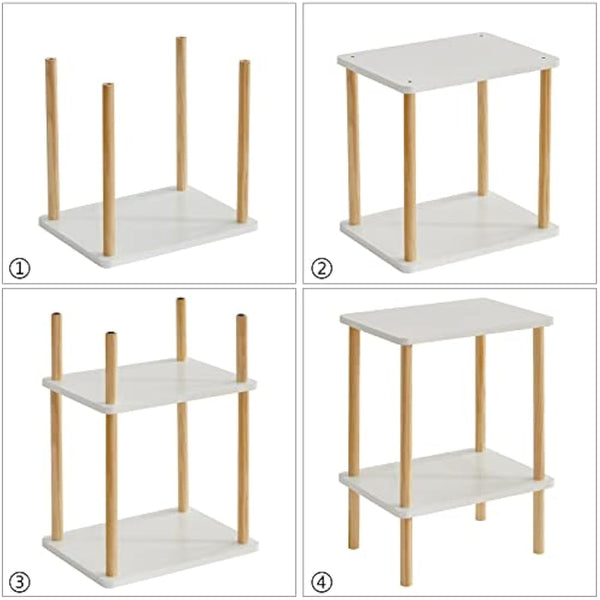 IBUYKE 2-Tier Side Table, Narrow End Table with Storage Shelf, Nightstand Bedside Table for Small Spaces, Bedroom, Living Room, Entryway, Farmhouse, No-Tool Assembly, White WST002W