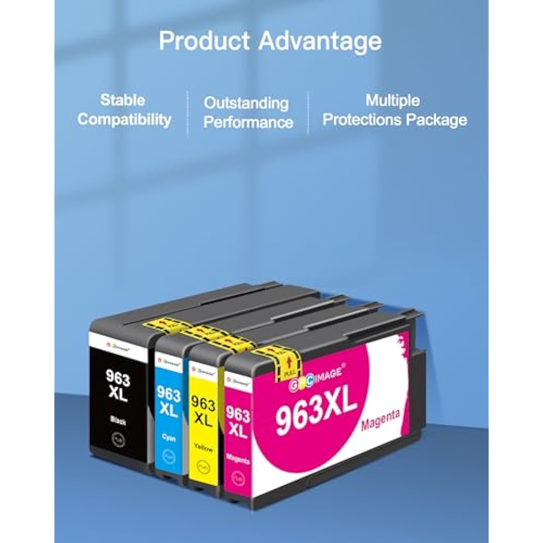 GPC Image 963XL Ink Cartridges Multipack Remanufactured for HP 963 963XL Ink Compatible for HP Officejet Pro 9020 9014 9015 9016 9018 9019 9022 9025 Printers (1 Black, 1 Yellow, 1 Cyan 1 Magenta)