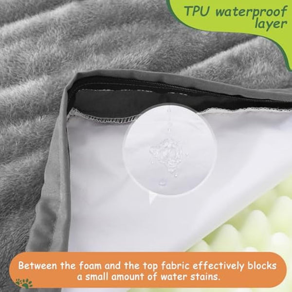 KSIIA Extra Large Dog Bed Washable, XXL Orthopedic Dog Crate Beds with Waterproof Removable Cover, Big Flat Dog Mattress Non skid Bottom, Pet Beds for Dogs, Grey, 111x81x9cm