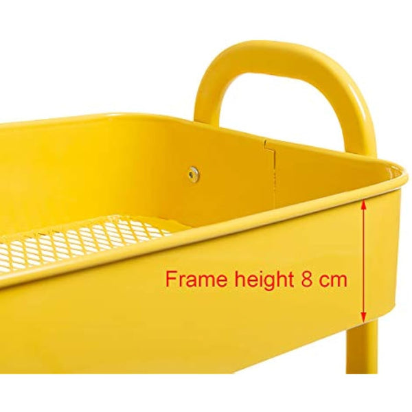 DOEWORKS 3 Tier Storage Trolley on Wheels Rolling Kitchen Trolley Craft Trolleys Beauty Trolleys Metal Storage Utility Cart for Books Room Bathroom Office, Yellow