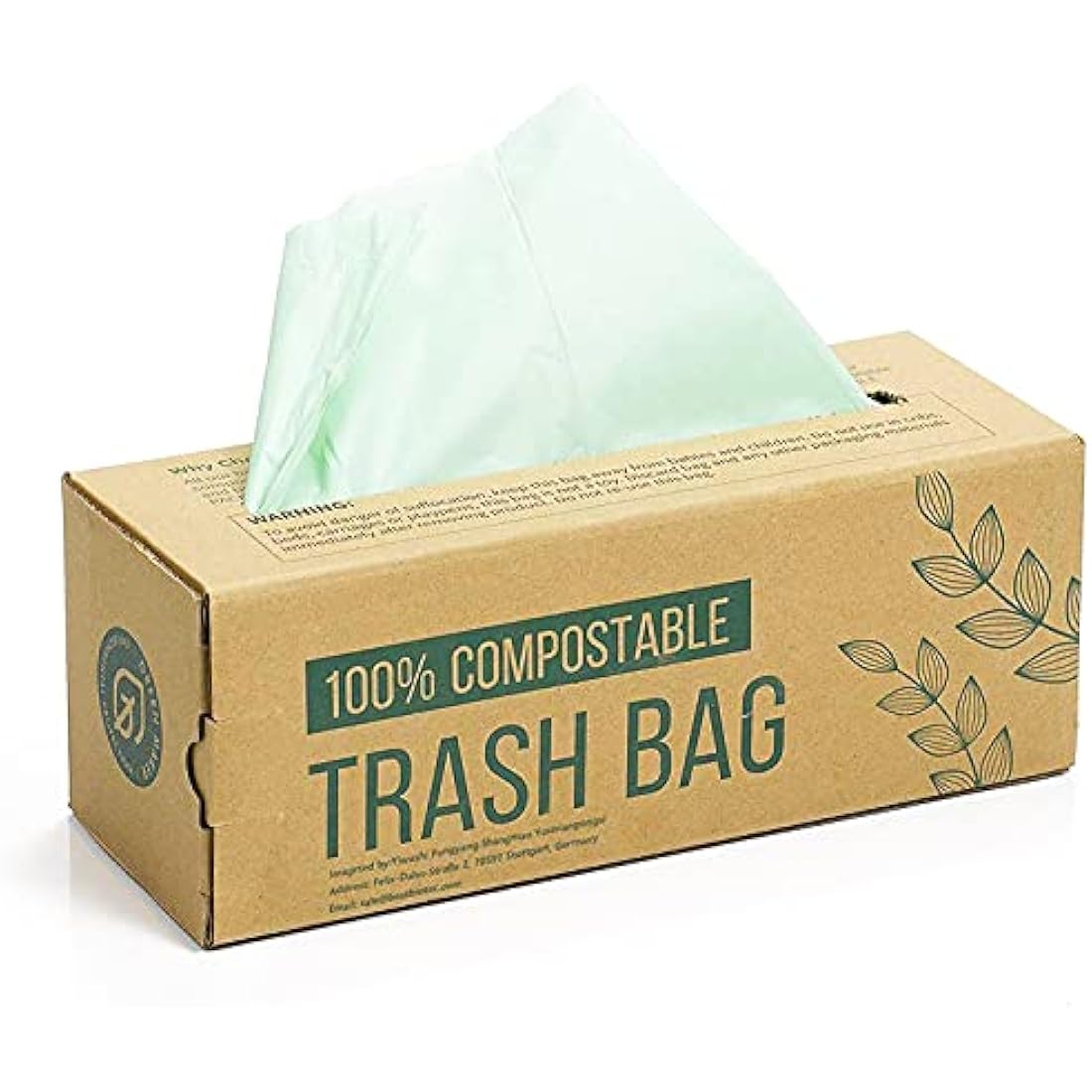 50 Bags Compost Bin Liners 30L Kitchen Waste Bags 100% Biodegradable Bags with EN13432 Certification