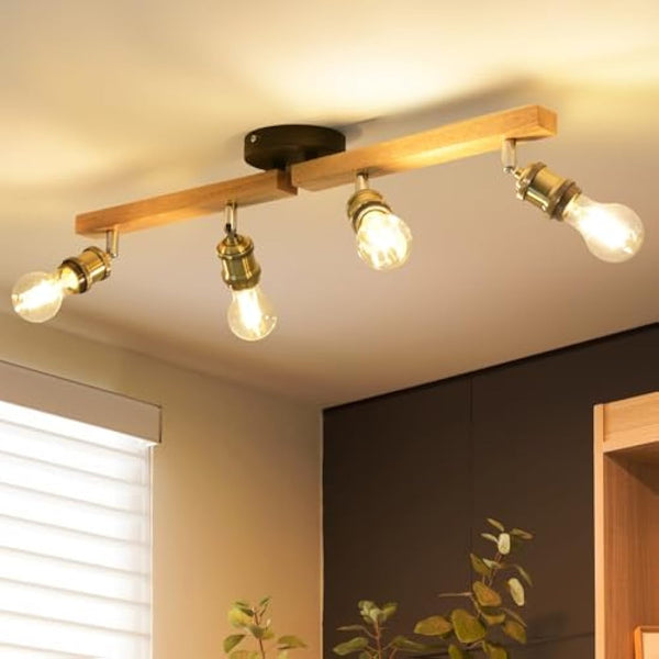 ANWIO Kitchen Lights Ceiling,4 Way Ceiling Lights Fitting,Bedroom Light Ceilings with E27,Adjustable Spotlight Bar Lighting,Living Room Lounge Light Ceilings Fittings (NO Bulbs)