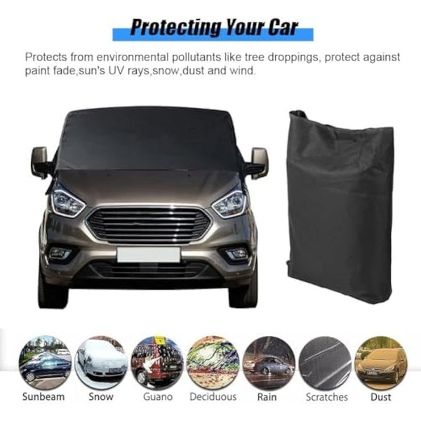 Opaltool Front Windscreen Wrap Cover Fit for Ford Transit Custom MPV 2012-2024, 600D Waterproof Front Window Sunshades Windshield Snow Cover Blind Blocking Screen Protector External Blackout Screen