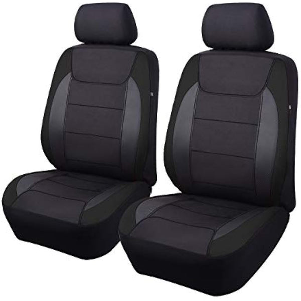 Flying Banner Gabardine Mesh Front Car Seat Covers Airbag Compatible Protector Universal for Most Car Truck Vans SUVs (Black)