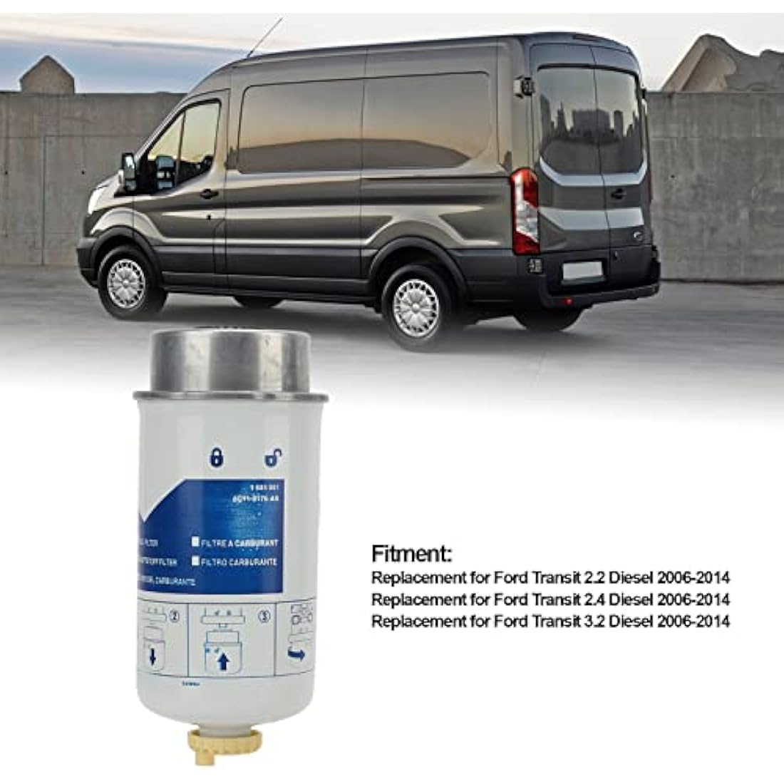 Aramox Fuel Filter,Diesel Fuel Filter Assembly Replacement for Transit 2.2 2.4 3.2 MK7 Diesel 2006‑2014 OE: 1685861