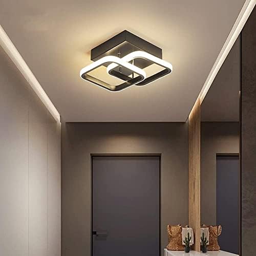 EIDISUNY Dimmable LED Ceiling Light Modern Square LED Ceiling Lamp with Remote Control, 3 Colour Temperature Adjustments, Ceiling Lighting Fixture for Kitchen Bedrooms Hallway Office - 22W Black.