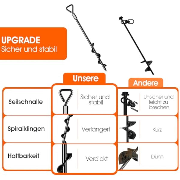 Ground Anchors Screw in Tent Pegs Heavy Duty Trampoline Pegs High Winds, Ground Anchors for Camping Tent, Canopies, Carports, Sheds, Swing Sets, Canopy Stakes Kit, Mobile Home Anchors (8)