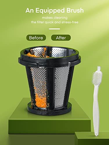 Juicer Machines, HOUSNAT Slow Masticating Juicers Whole Fruit and Vegetable, Professional Cold Press Juicer Extractor with Quiet Motor and Reverse