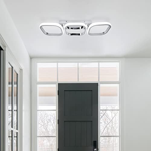 EIDISUNY Modern Led Ceiling Light, Flush Mount Ceiling Lamp 3 Squares LED, Close to Ceiling Lighting Fixtures for Hallway Bedroom Living Room Kitchen Office Entrance - 33W Cool White Light (Silver)