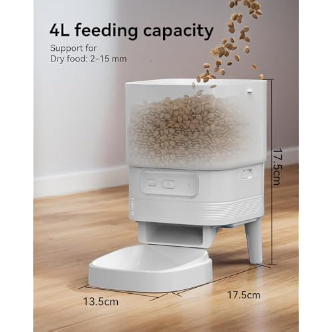 APETDOLA Automatic Cat Feeder, 4L Smart Food Dispenser with 2.4GHz WiFi & App Control, 10-Meal Customization, Dual Power (AC/DC), Voice Recorder, Automatic Feeders for Cats and Puppy - FDG30 (White)
