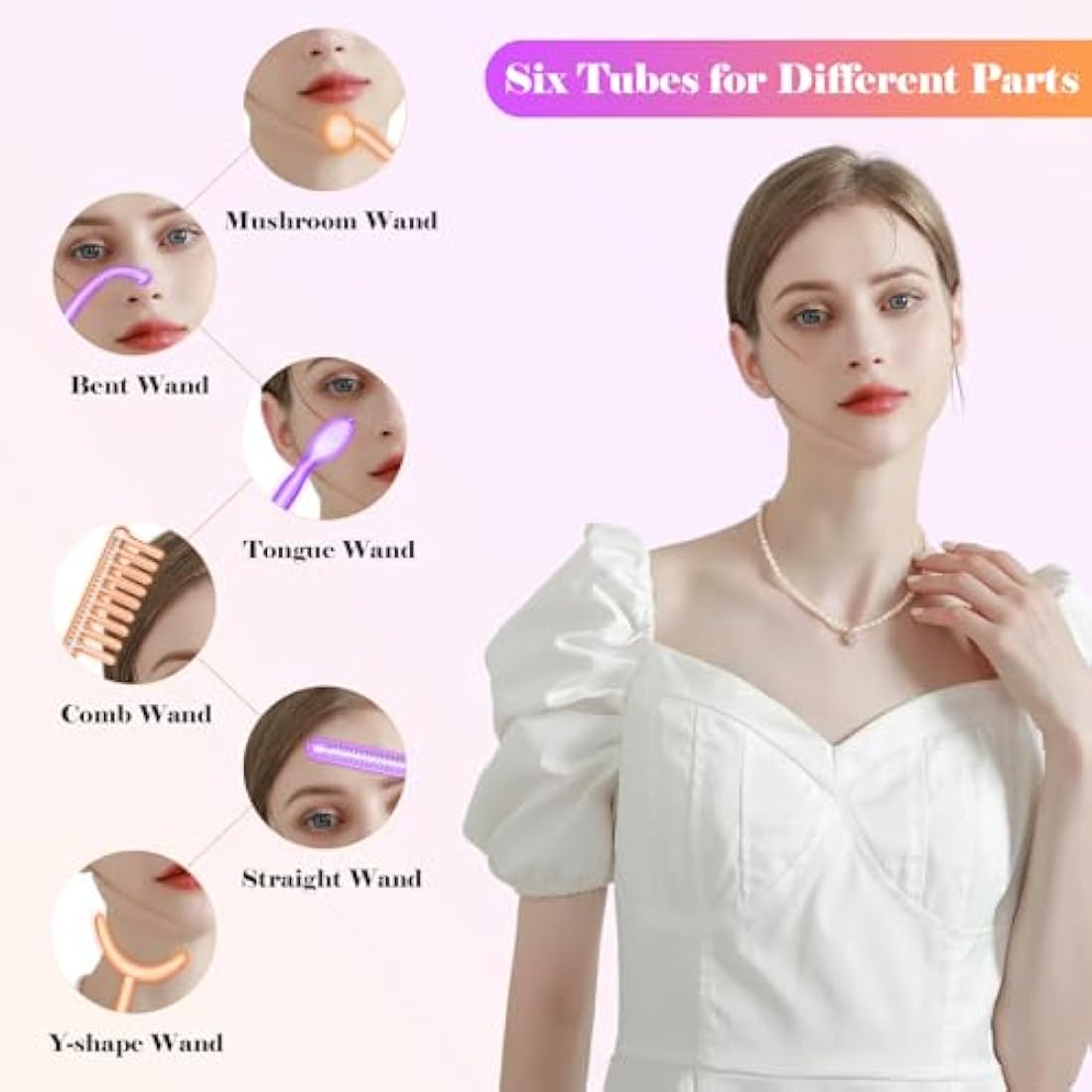 High F-requency Wand, iklestar High F-requency Facial Machine for Hair Growth with 6 Glass Tubes, Handheld Hair Wand Kit for Home Use