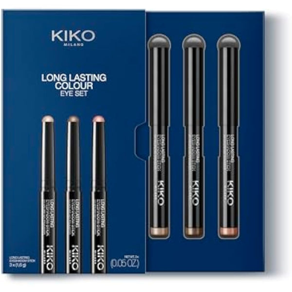 KIKO Milano Long Lasting Colour Eye Set 01, Kit Containing 3 Eyeshadow Sticks: 24-Hour Hold And Transfer-Proof