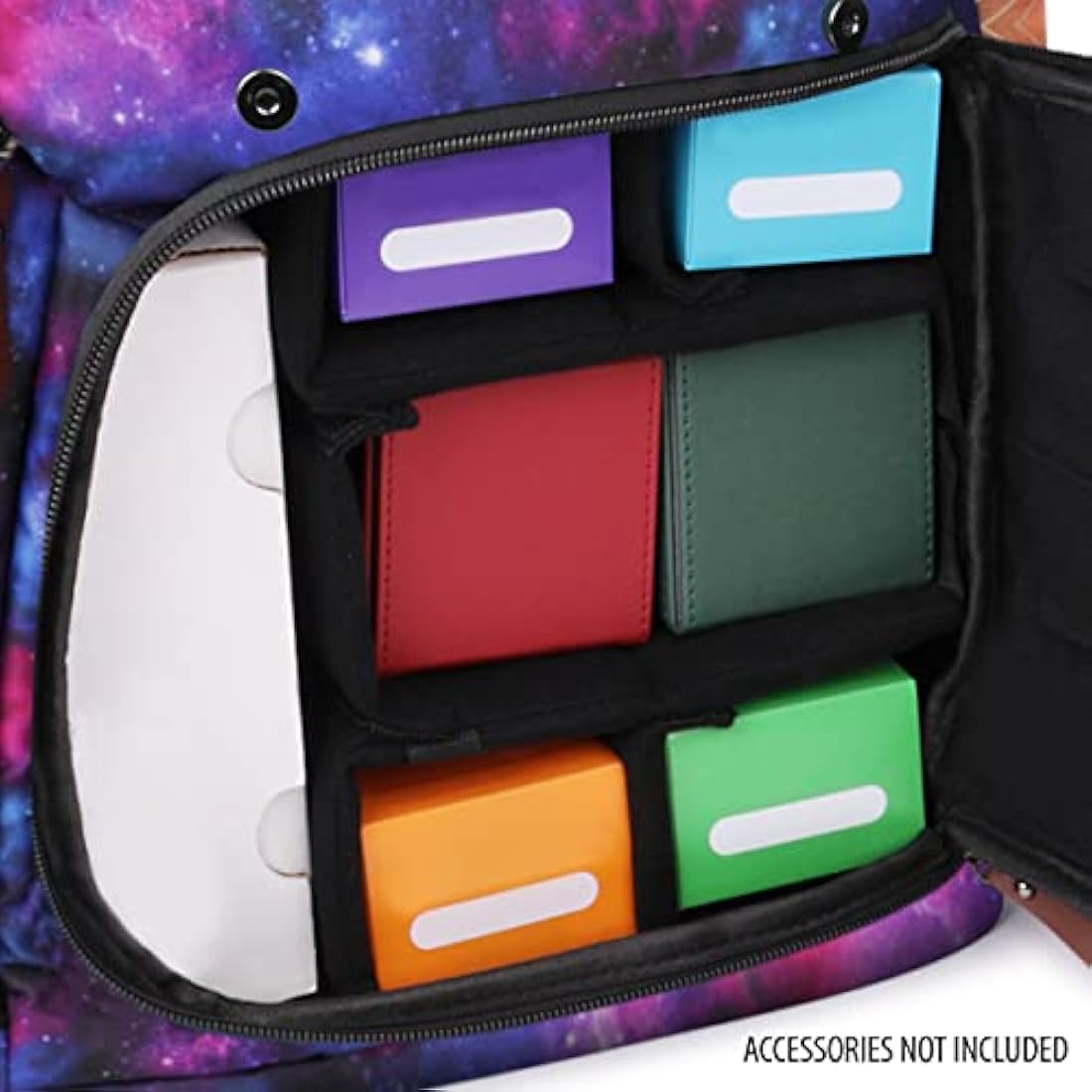 ENHANCE Full-Size Trading Card Storage Box Backpack for Playing Card Case - Card Binder Space, TCG Deck Box Storage, Playmat Holder - Compatible with Magic the Gathering, YuGiOh, DnD (Galaxy)