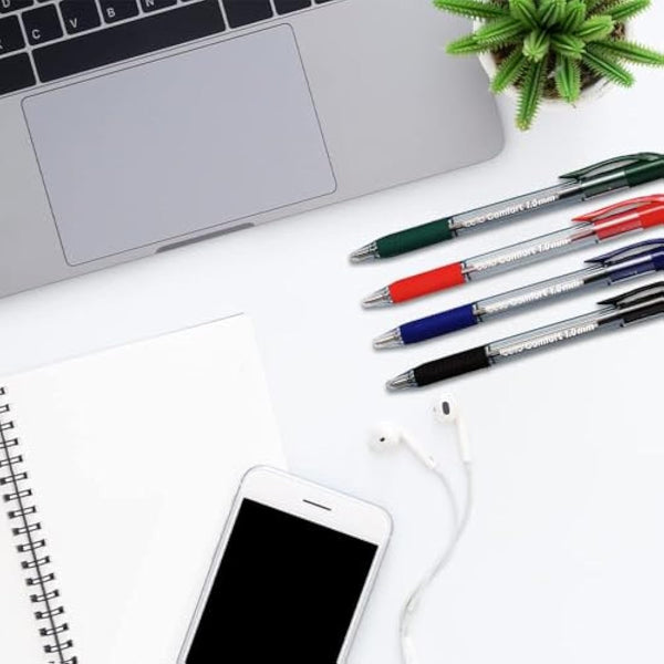 Cello Assorted Coloured Ballpoint Pens - Premium Retractable Biro Pens with Ergonomic Grip, Medium Point 1.0mm, Pack of 12 - Ideal for Office, School & Home Writing Multicolour pens