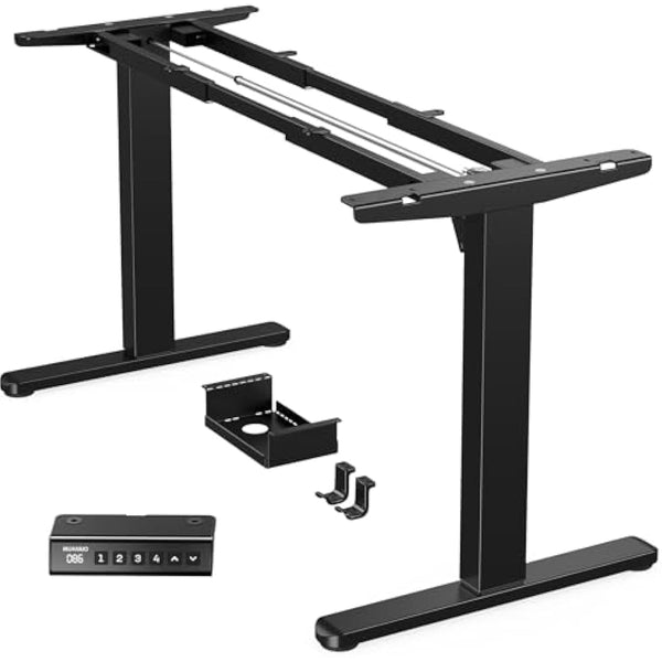 HUANUO Standing Desk Frame with Brushless Motor,100kg Weight Capacity Electric Standing Desk Legs, Height-Adjustable Desk Frame for 110 x 180 cm Desktops, Sit Stand Desk Frame Only
