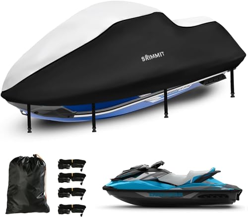 Jet Ski Waverunner Cover,Upgraded Heavy Duty 420D Jetski Cover Waterproof with 2 Air Vent Marine Grade UV Resistant fits for