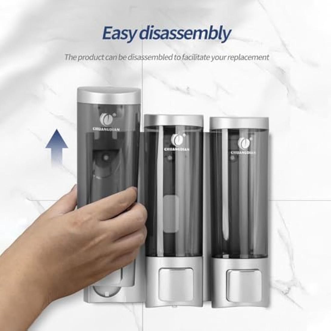 Triple 200ML Soap Dispenser Bathroom Wall Mounted Shower Gel Shampoo and Conditioner Dispenser Kitchen Dish Detergent Container Hand Body Wash Liquid Soap Dispenser for Home Hotel Restaurant