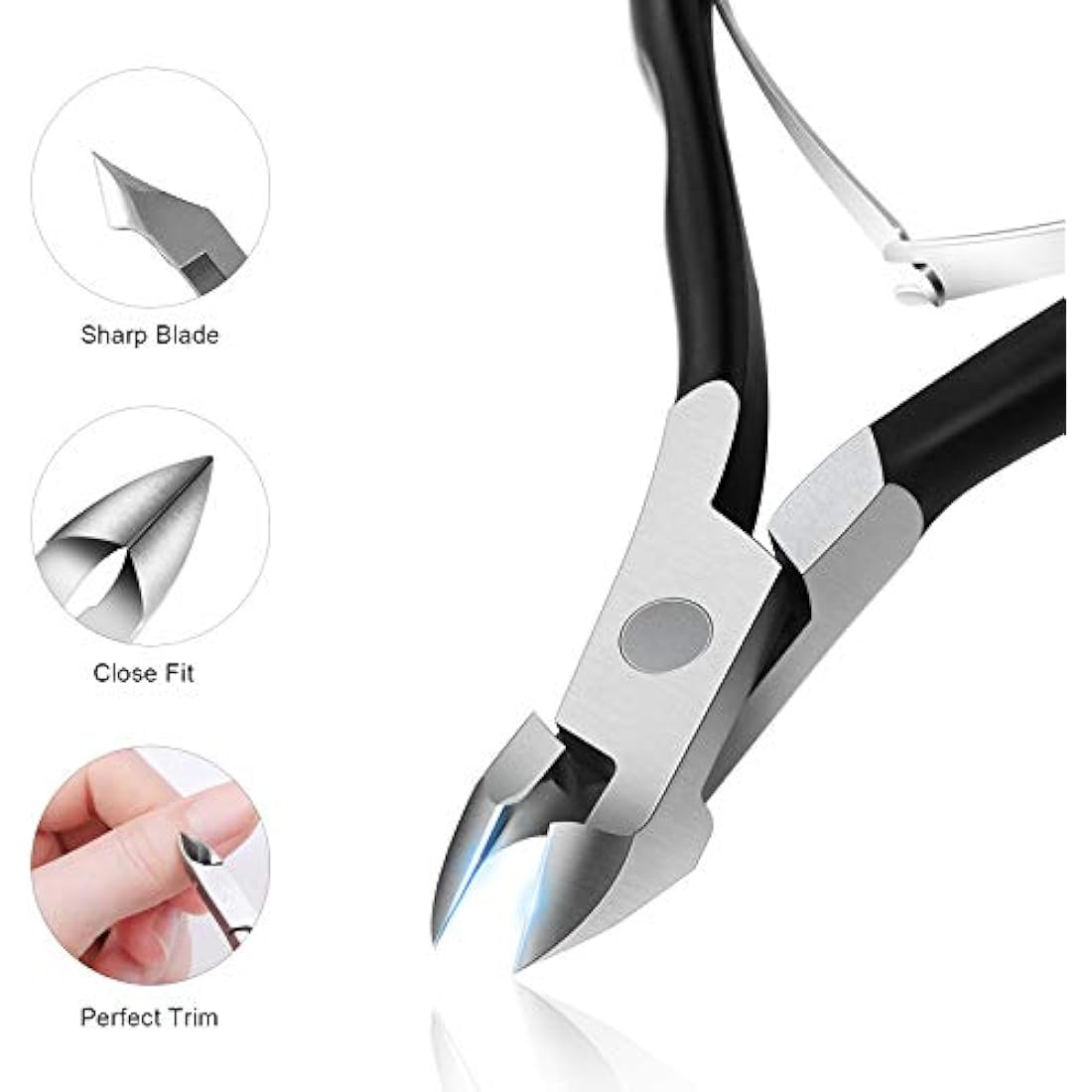 FERYES Cuticle Nippers Professional Stainless Steel Cuticle Trimmer, Extremely Sharp Cuticle Cutters Remover Scissors Pedicure Manicure Nail Matt Balck