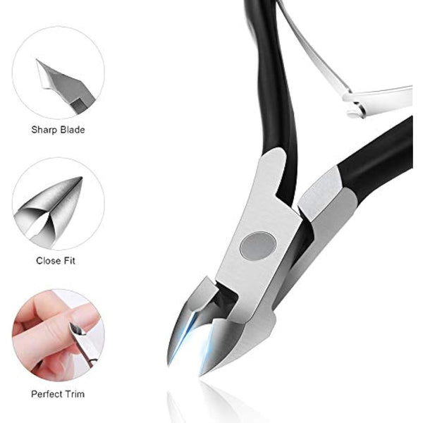 FERYES Cuticle Nippers Professional Stainless Steel Cuticle Trimmer, Extremely Sharp Cuticle Cutters Remover Scissors Pedicure Manicure Nail Matt Balck