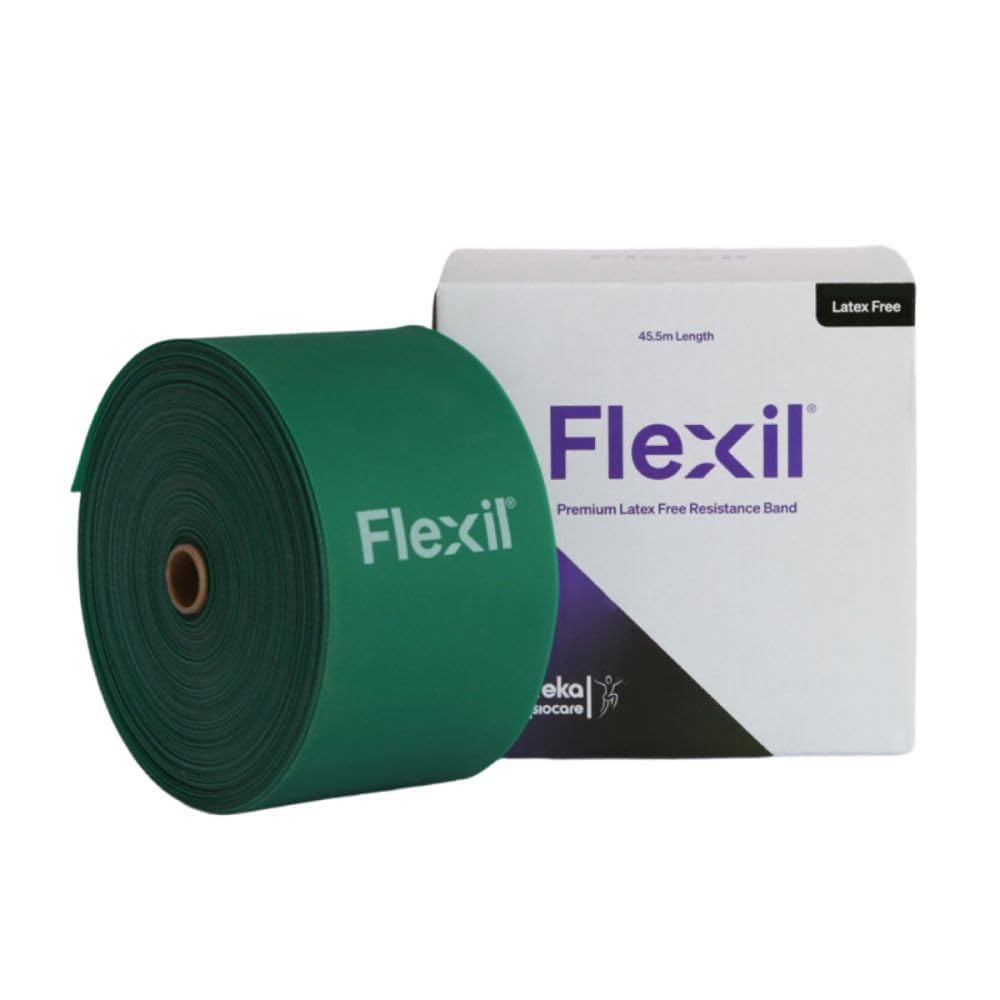 Flexil Resistance Band | 45.5M | Latex-Free | Green | Heavy Strength | Home Gym Equipment |Strength Training and Physical - Tension Level Heavy