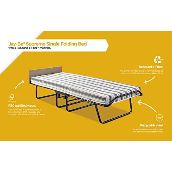 Jay-Be Supreme Automatic Folding Bed with Rebound e-Fibre Mattress - Single