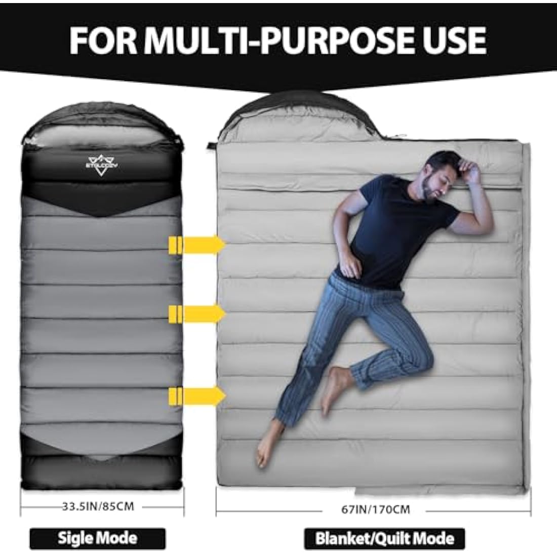 ETGLCOZY Sleeping Bags for Adults Kids, Ultralight Compact w/Compression Sack for Warm & Cold Weather Camping Essentials for Backpacking Hiking Travel Indoor - Unisex Boy Girl Man Woman