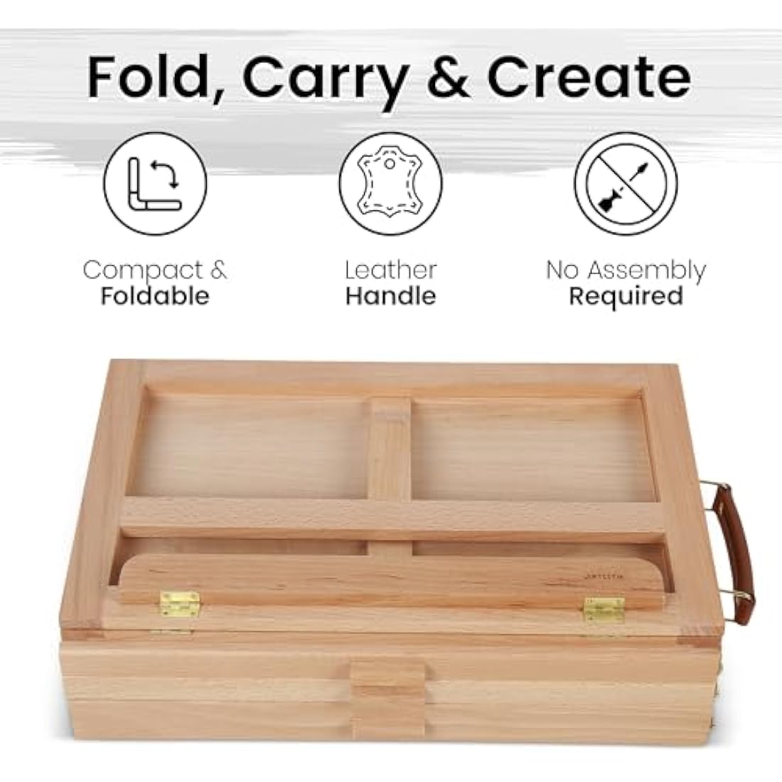 ARTISTIK Wooden Table Top Easel | Premium Adjustable Desk Easel x3 Draws | Crafted with Leather Handle | for Artists; Painting, Drawing, Sketching and More