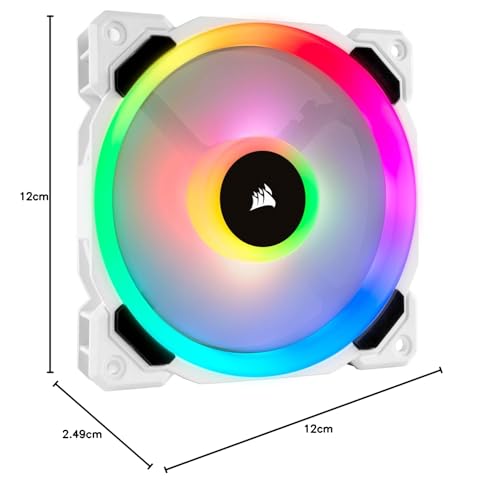 Corsair LL120 RGB 120mm Dual Light Loop PWM RGB Fans - Triple Fan Kit with Lighting Node PRO - White
