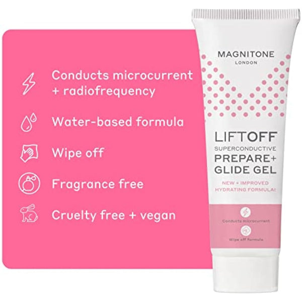 MAGNITONE LiftOff Superconductive Prepare + Glide Gel for Microcurrent Facial Toning & Radiofrequency Devices, Hydrating Wipe Off Formula, Water-Based, Fragrance Free, Cruelty Free & Vegan (Pack of 1)